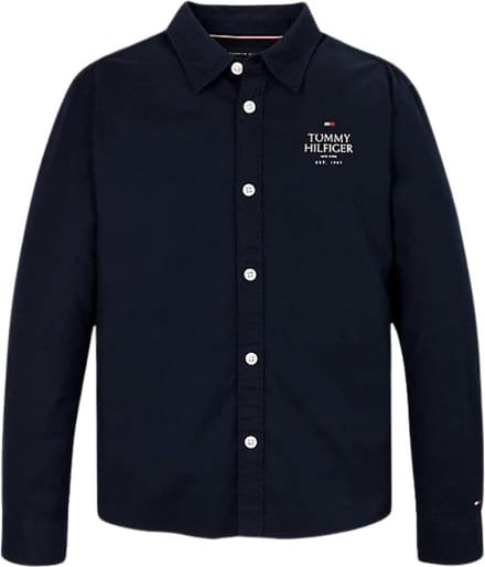 Tommy Hilfiger Kids TH logo Regular Oxford Shirt - Blauw - 14 jaar