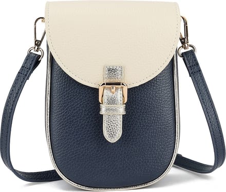 Giuliano Lederen schoudertas Linde - Donker blauw/Beige