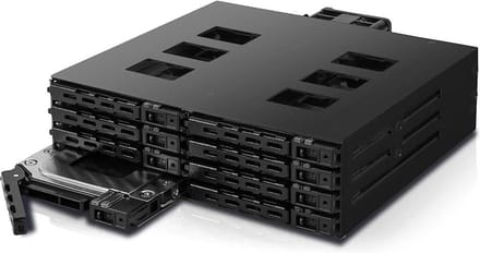 Hardeschijf Caddy - Opslag Uitbreiding - Data Opslag Beheer - 8x 2.5" Hot-Swap - 5.25" Bay - Grijs Zwart