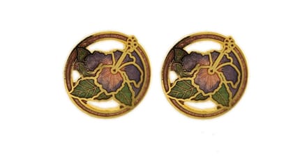 Behave - Oorringen dames - bloemmotief - paars en groen - 1,5 cm