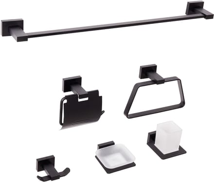 RIOHACHA - 6-delige badkamer hardware set - Zwart - Aluminium
