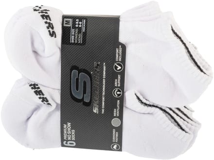 Skechers 6pk Core Lowcut Md Socks, Unisex, Wit, Sokken, maat: 35-39,5