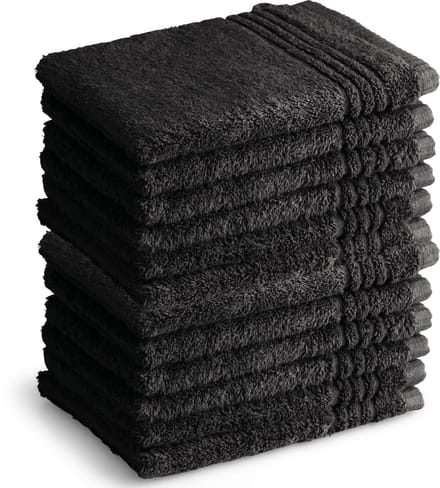OUTLET BADTEXTIEL - set van 12 - washand 16x21 - zwart