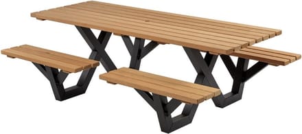 Talen picknicktafel - Hardhout - Metalen frame - Open instap