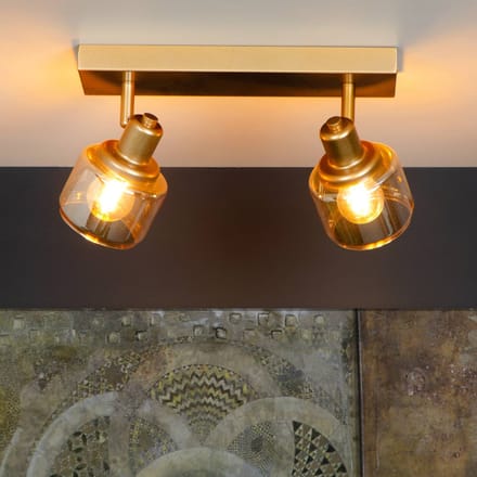 Lucide BJORN - Plafondspot (Plafondlamp) - 2xE14 - Mat Goud / Messing