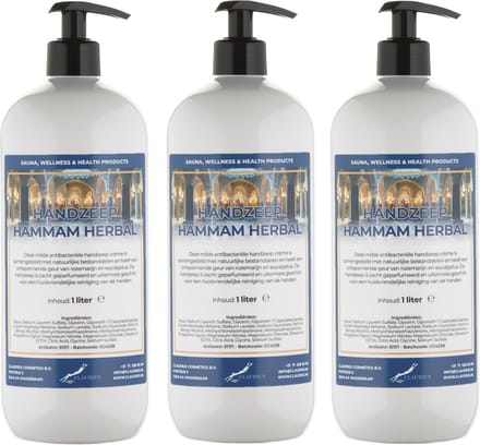 Handzeep Hammam Herbal 1 liter - met gratis pomp - set van 3 stuks