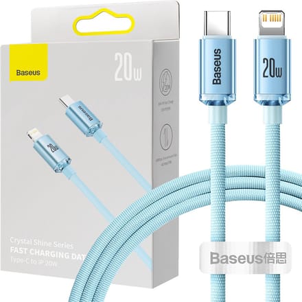 Baseus - Crystal - Shine Series USB Type C - Lightning-kabel snelladen Power Delivery 20W 1,2m blauw - (CAJY001303)