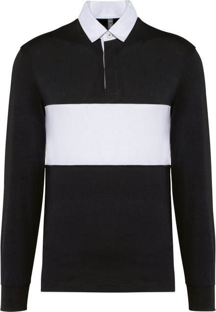 PROACT® Rugbypolo met lange mouwen PA429 - Black / White - L