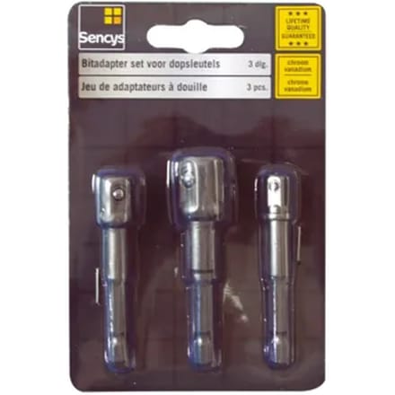 Sencys Bitadapterset - Voor Dopsleutels - 3-delig
