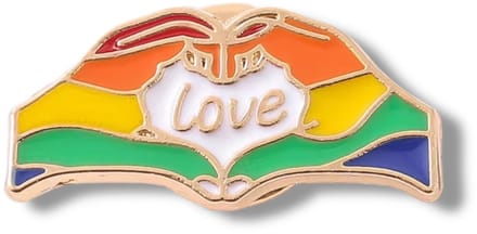 Pride Love Pin met Handhart – Regenboog Button & LGBT Speld – Emaille Accessoire