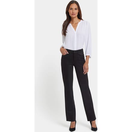 Marilyn Rechte Broek in Stretch Faux Suède | Zwart