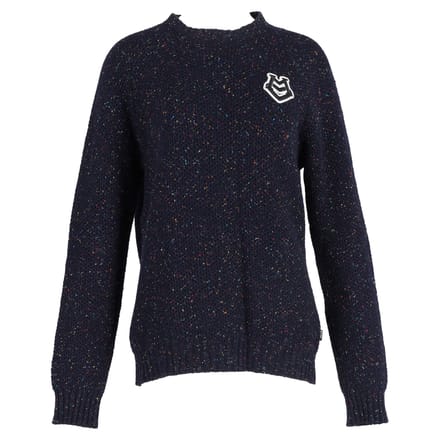 Moschino Logo Patchesweater in Navyblauwe Wol