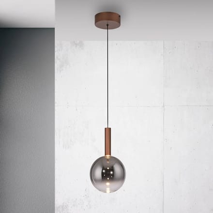 Paul Neuhaus LED hanglamp Bowl, Ø 20 cm, bruin/grijs