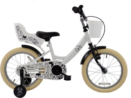 2Cycle Cat kinderfiets 16 inch (4 tot 6 jaar) voor meisjes zwart-wit