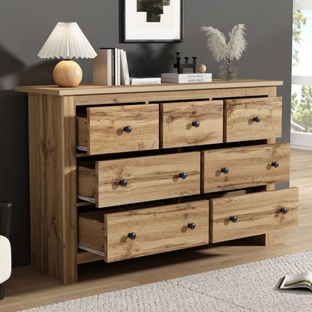 Dressoir - Met 7 Laden Grote Opbergruimte - Koffiebar Kast - Hout - Natuur