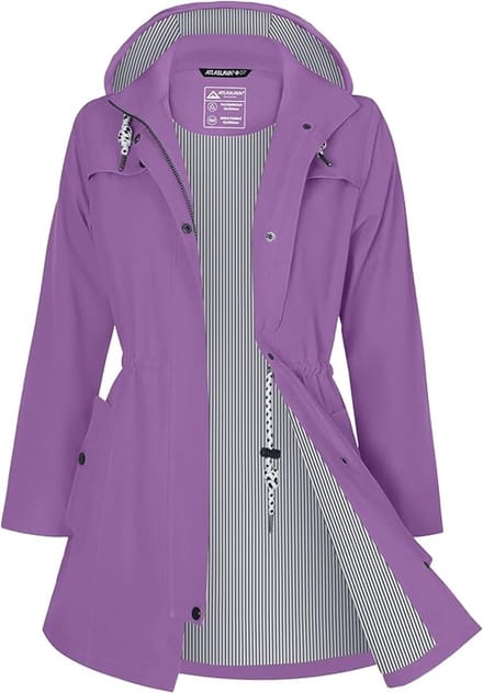 Daity Regenjas dames lang | waterdicht en ademend met capuchon voor buiten - Maat M