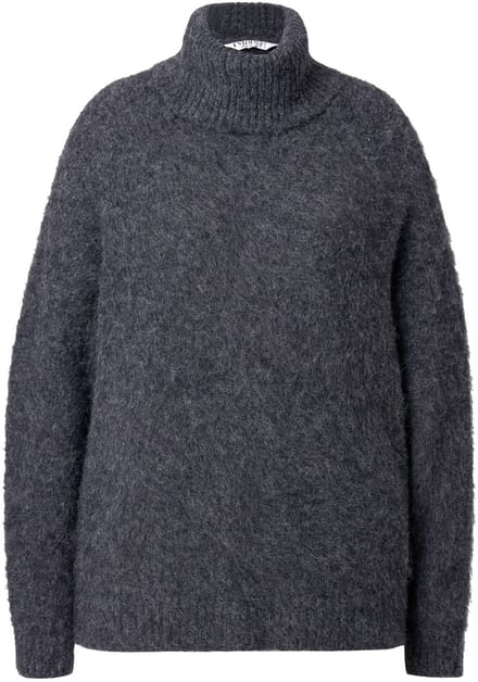 Studio Untold - Dames - Coltrui oversized hairy breisel - Donkergrijze melange - Maat 54+