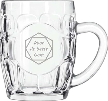 Gegraveerde Bierpul 55cl voor de beste Oom in hexagon