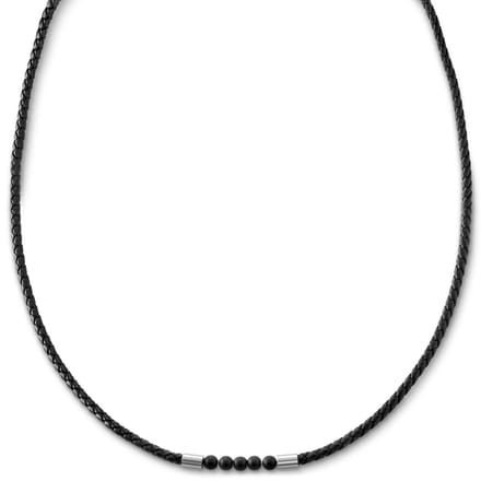 Tenvis | 3 mm Zilverkleurige Onyx Leren Ketting