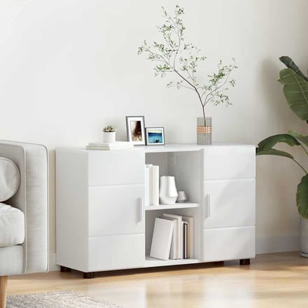 vidaXL - Dressoir - FLORIN - 88,5 - x - 30,5 - x - 55,5 - cm - Hoogglans - wit
