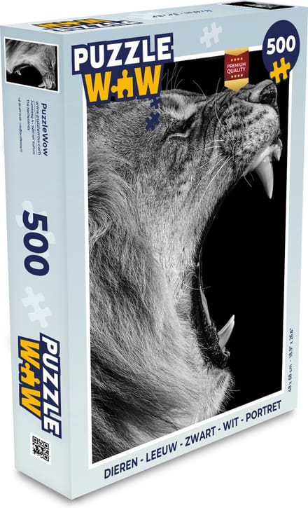 Puzzel Dieren - Leeuw - Zwart - Wit - Portret - Legpuzzel - Puzzel 500 stukjes