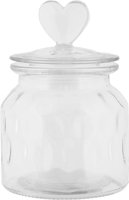 Clayre & Eef Voorraadpot Deksel Ø 11x16 cm Transparant Glas Hart