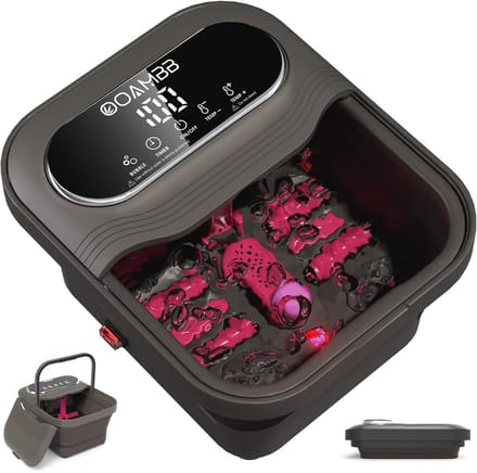 Opvouwbare voetspa met temperatuurregeling en massagerollers voor ontspanning