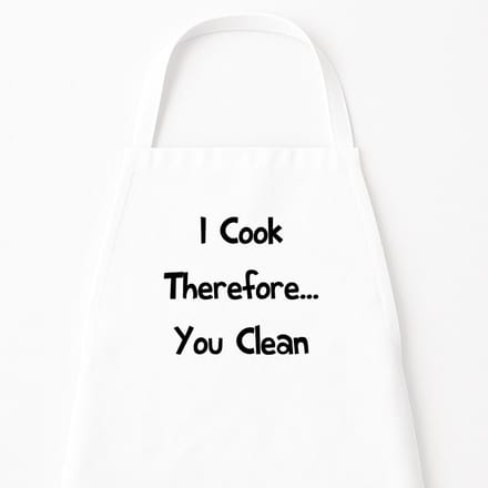 Go Mama - Keukenschort I Cook therefore..you clean, Wit, One Size - Verstelbaar Schort