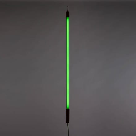SELETTI LED lamp Linea, groen, houten details, universeel