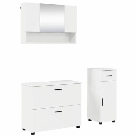 vidaXL - Badkamermeubel - Set - 3 - st - Hoogglans - wit - 76,5 - x - 35 - x - 64 - cm