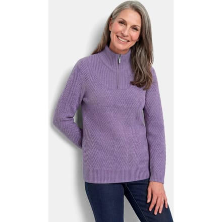 Tricot pullover met troyerkraag - paars / gemêl. - Gr. 19 van Goldner Fashion
