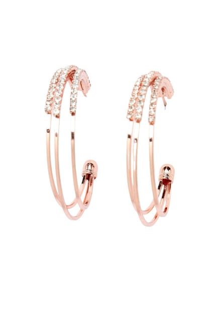 AVANT-GARDE PARIS Oorbellen - Crystal - Elegante Accessoire - Roségoud - C-vorm - Luxe uitstraling