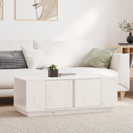 vidaXL - Salontafel - 110x50x40 - cm - massief - grenenhout - wit