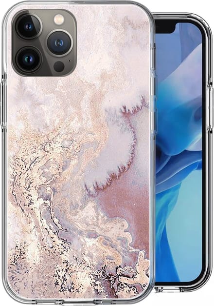 Hoesje geschikt voor iPhone 13 Pro Max - Siliconen Shock Proof Case Back Cover Hoes Marmer Roze