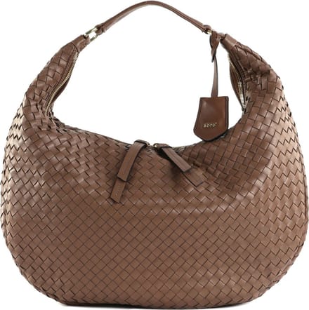 abro Leren Schoudertas Leather Piuma Weaving Hobo Bag Nana Camel Bruine