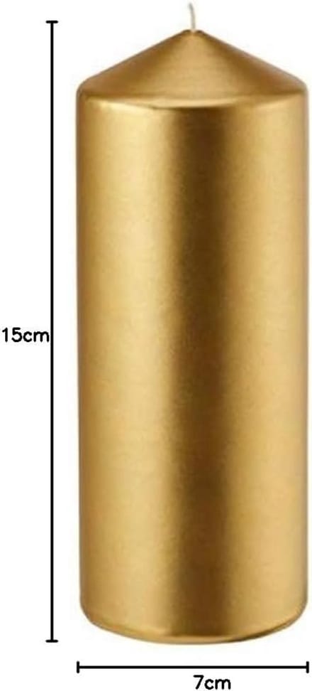 Set van 2 Grote Gouden Kaarsen - 15x7 cm - 55 Uur Brandtijd per Stuk