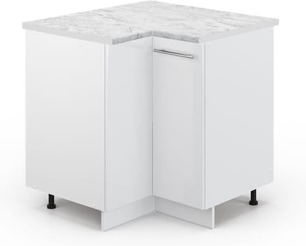 Vicco Fame-Line Hoekkast – 80.5 cm, WB Marmer Wit Hoogglans