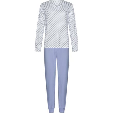 Pastunette - Blue Fog - Pyjama - Bio Katoen - Wit/Blauw - Maat 46