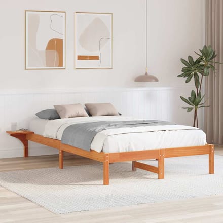 vidaXL - Bedframe - Wasbruin - 140 - x - 190 - cm - Massief - grenenhout