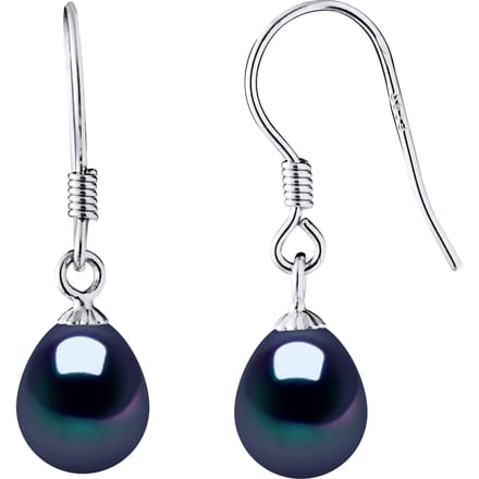 Oorbellen Hooks Zoetwater Parels 7-8mm Black Pears 925