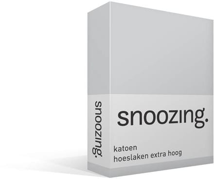 Snoozing - Katoen - Extra Hoog - Hoeslaken - Eenpersoons - 80x200 cm - Grijs