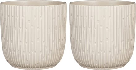 Mica Decorations Plantenpot - 2x stuks - bloempot - keramiek - mat wit - D19 - H18 cm