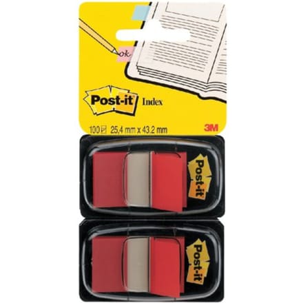 Indextabs post-it 680 25.4x43.2mm duopack rood 2x 50 tabs