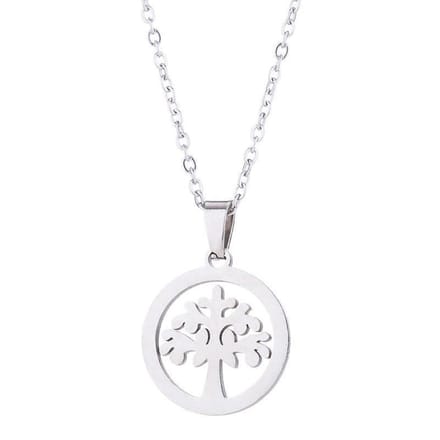 24/7 Jewelry Collection Levensboom Ketting - Cirkel - Zilverkleurig