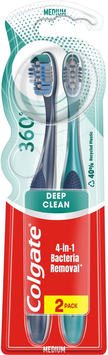 COLGATE Tandenborstel 360 Deep Clean 1+1 gratis - medium 1 pak - 2 stuks