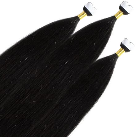 hair2heart Premium Mini Tape Extensions Echt haar - 12 tapes 50 cm 4/0 middenbruin