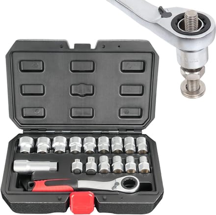 Ratel en Socket Set - Gereedschap Kit - Voertuig Onderhoud - Holle Socket Ontwerp - 12 Doppen - Metaal