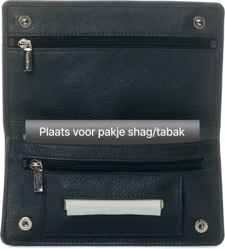 LeonDesign - Tabak etui - 100% leer - Donkerblauw - Handgemaakte Shag etui