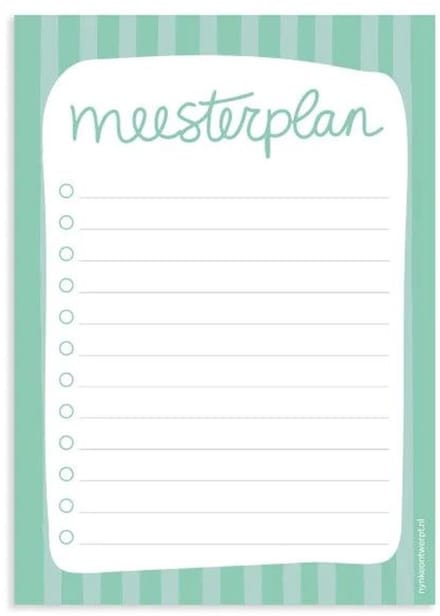 Notitieblok Meesterplan A6 – 50 vel – Cadeau voor Meester – Bedankje Schooljaar