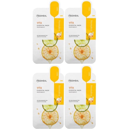 MEDIHEAL, Vita, Essential Beauty Mask, 4 sheets, 24ml (0.81fl oz) each white